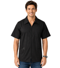 Barber jacket with collar 3 pocket half sleeve with zipper in Memory Fabric Water Proof 100 perc polyester