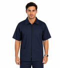 Microfiber Unisex Barber Set with Collar - 5 Pockets Half Sleeve (Jacket 3 Pocket With Zip And Bottom 2 Pocket)