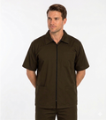 Poplin Unisex Barber Set with Collar - 4 pockets (3 Pockets Jacket with Zip  & 1 Pocket Pant), Half Sleeves