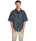 Denim Barber Jacket with Collar Without Pockets Half Sleeve with Snap Button