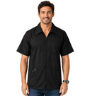 Barber jacket with collar 3 pockets (zipper on two bottom pockets) half sleeve with zipper