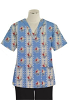 Printed scrub set 4 pocket ladies half sleeve