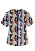 Printed scrub set mock wrap 5 pocket half sleeve