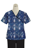 Printed scrub set mock wrap 5 pocket half sleeve