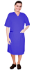 Stretch V neck half sleeve nursing dress with zip and 2 front pockets knee length (35% Cotton, 60% Polyester, 5% Spandex)