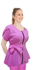 Womens Fashion Scrub Top with Front Zipper and Belt