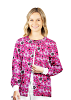 Pink Flowers Print Jacket 2 Pockets Unisex Full Sleeve With Rib