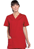 Microfiber Stretch Top v neck 2 pocket solid ladies half sleeve