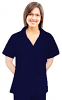 Microfiber Stretch Top v-neck collar style ladies 2 pocket top half sleeve