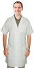 Microfiber Stretch labcoat unisex half sleeve plastic buttons 3 pocket solid in 36 38 40 42 lengths