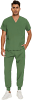 Microfiber Stretch Jogger Scrub Set 4 pocket solid unisex half sleeve (top 2 pocket and pant 1 cargo pocket & 1 back pocket) in 10 Colors / Sizes XXS-12XL