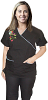 Microfiber Top with mock wrap 3 pkt half sleeve embroidered top