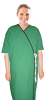 Microfiber Stretch Patient Gown front open half sleeve with matching piping tie-able, Sizes XS-9X