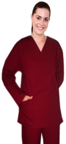 Poplin Top v neck 2 pocket solid full sleeve ladies in 65% polyester, 35% cotton fabric