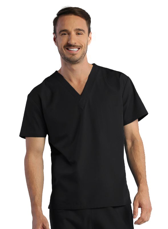 Microfiber Stretch Scrub set 1 pocket normal unisex solid half sleeve (top without pocket and bottom with 1 back pocket) with drawstring, non-elasticated waistband  in (97% POLYESTER, 3% SPANDEX)