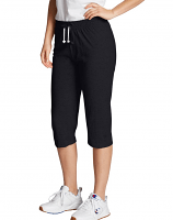 Poplin fabric capri ladies without pocket elasticated twill drawstring (white) inseam is 23 inches (65% Polyester, 35% Cotton)