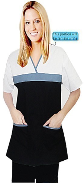 Set 5 pocket empire wrap top half sleeve style in solid (top 2 pocket with bottom 3 pocket) in 65% Polyester 35% Cotton