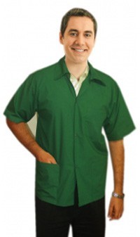 Poplin fabric Barber jacket with collar 3 pockets unisex half sleeve with snap buttons (65% Polyester, 35% Cotton)