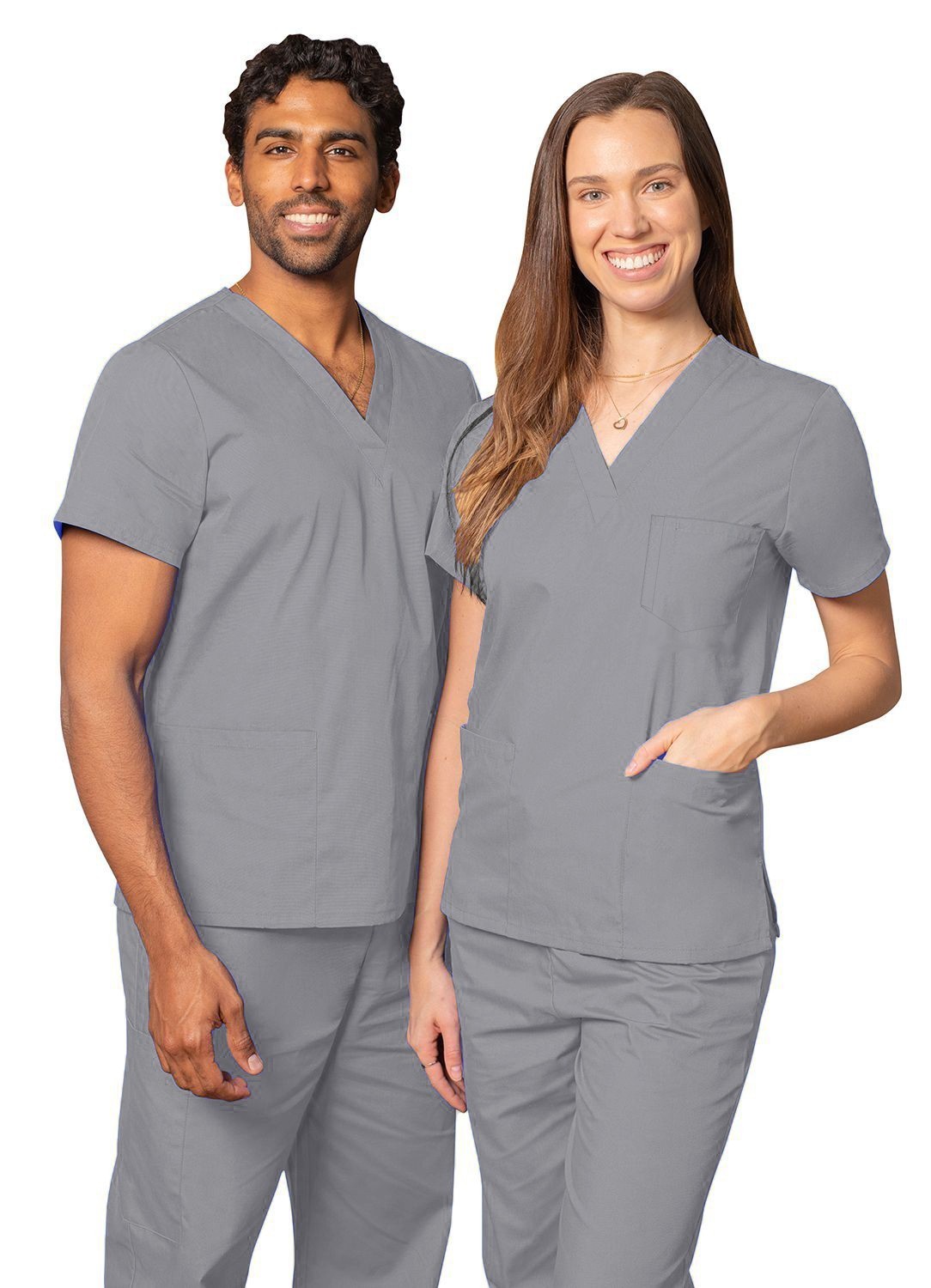 Microfiber Stretch Scrub set 6 pocket solid unisex with 1 pencil pocket half sleeve (3 pocket top with 1 pencil pocket 3 pocket pant)  in (97% POLYESTER, 3% SPANDEX)