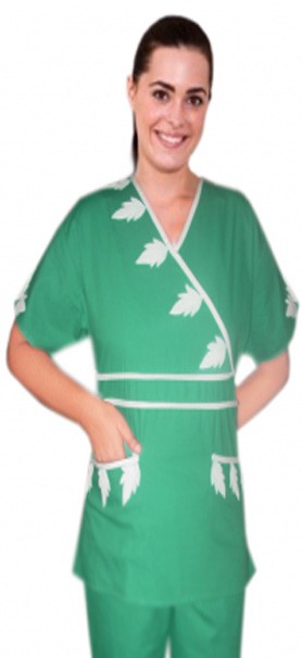 Microfiber Stretch Stylish set painted white leaf style crossover set double piping solid 5 pocket half sleeve (top 2pkt with bottom 3pkt) in 97% Polyester 3% Spandex