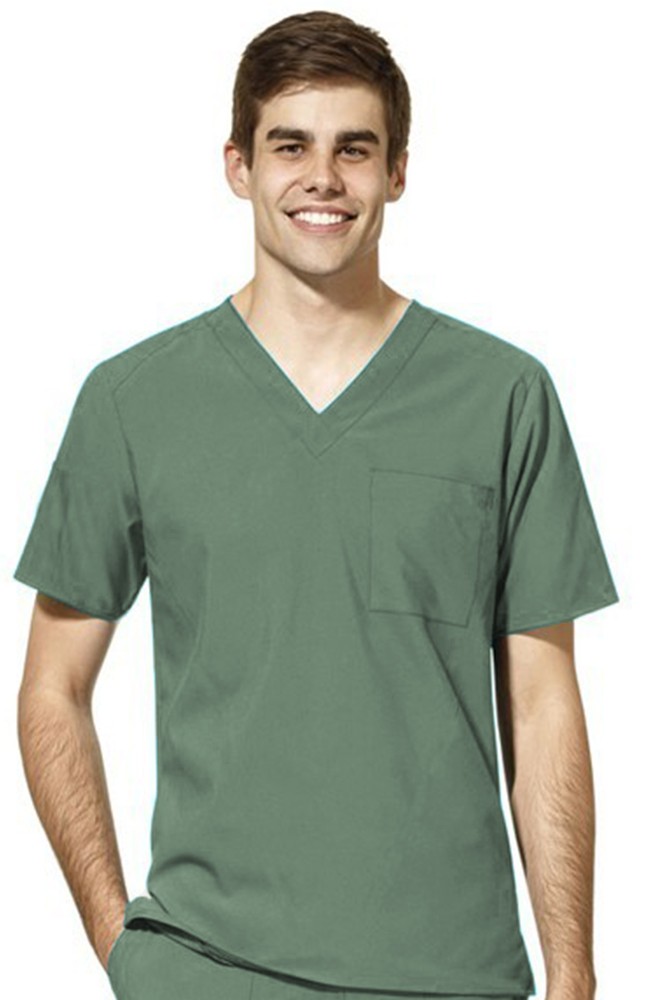 Microfiber Stretch Scrub set 4 pocket unisex solid half sleeve (1 pocket top, 3 pocket pant)  in (97% POLYESTER, 3% SPANDEX)