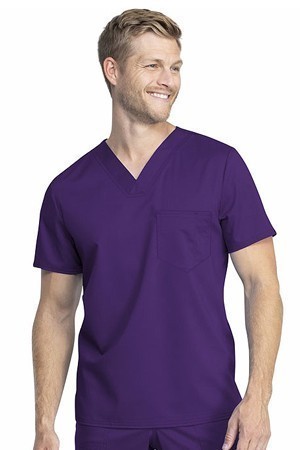 Microfiber Top v neck 1 pocket solid half sleeve unisex (100% POLYESTER) 