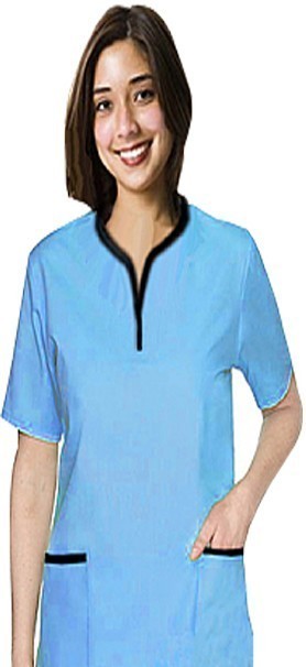 Microfiber Top 2 pocket ladies half sleeve tunic top style solid (100% Polyester)
