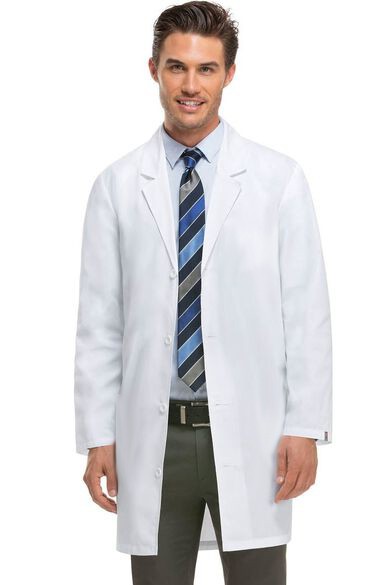 Stretchable labcoat unisex full sleeve with plastic buttons no pocket solid (35% Cotton, 60% Polyester, 5% Spandex)  in 36 38 40 42 lengths 