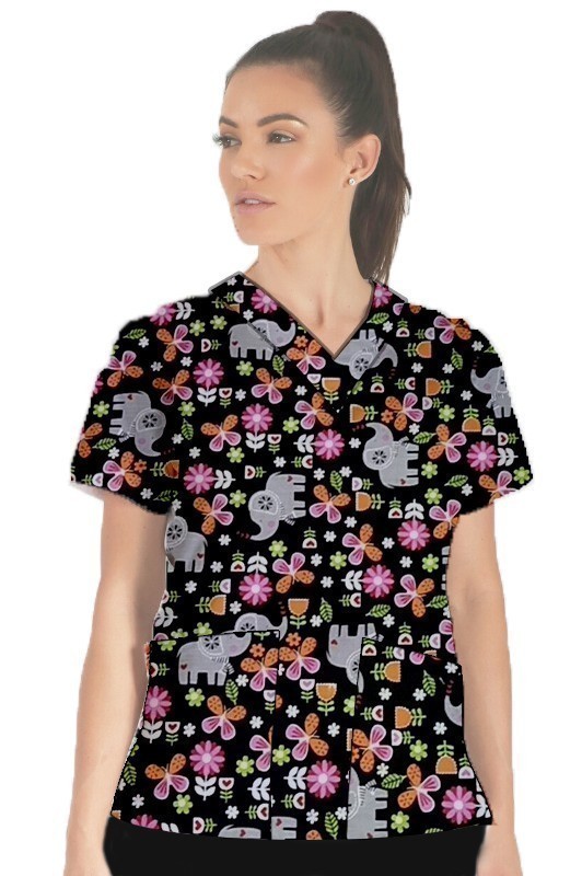 Disney Print Scrub Set 4 Pockets Ladies Half Sleeves (2 Pockets Top and 2 Pockets Pant)