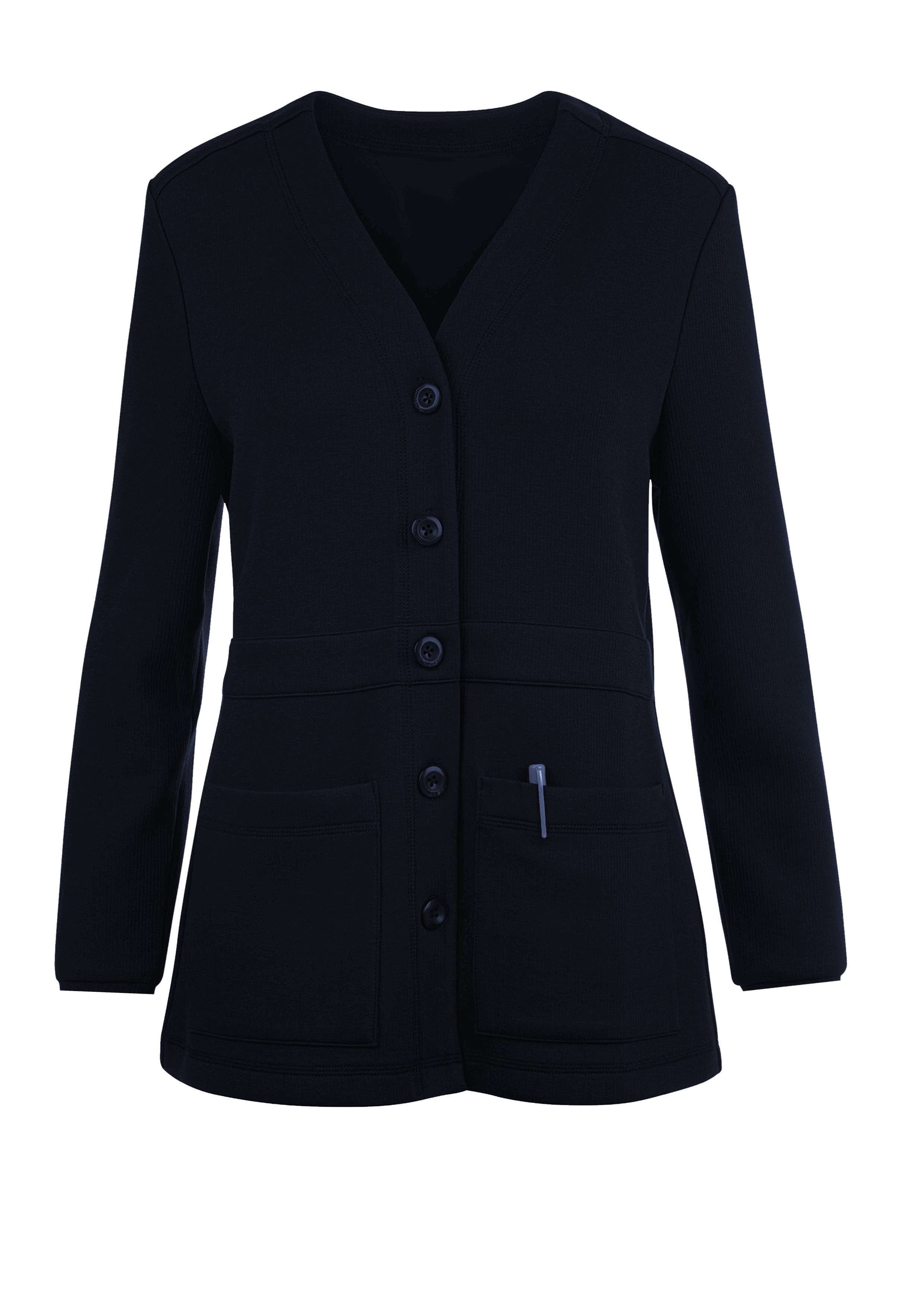 Women’s Scrub Jacket V-Neck Cardigan Style 2 Pockets Full Sleeves with Front Inset Waistband and Half Elastic Back Shirring