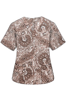 Printed scrub set 4 pocket ladies half sleeve Brown Paisley Print (2 pocket top and 2 pocket  pant)