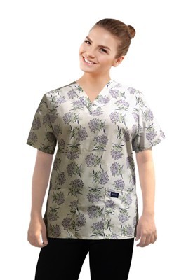 Printed scrub set 4 pocket ladies half sleeve Flower Bouquet Print (2 pocket top and 2 pocket pant)