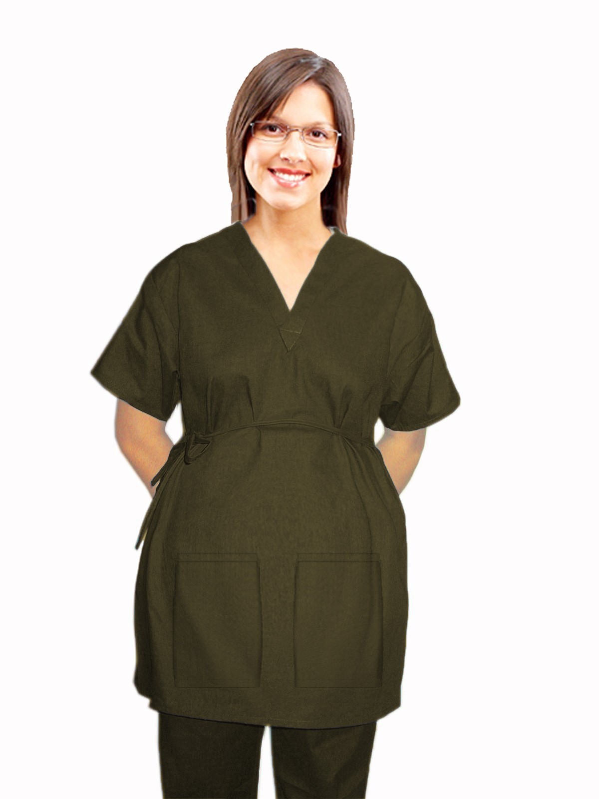 Microfiber New style maternity top v neck 2 pocket half sleeve with side tieable (100% POLYESTER) 