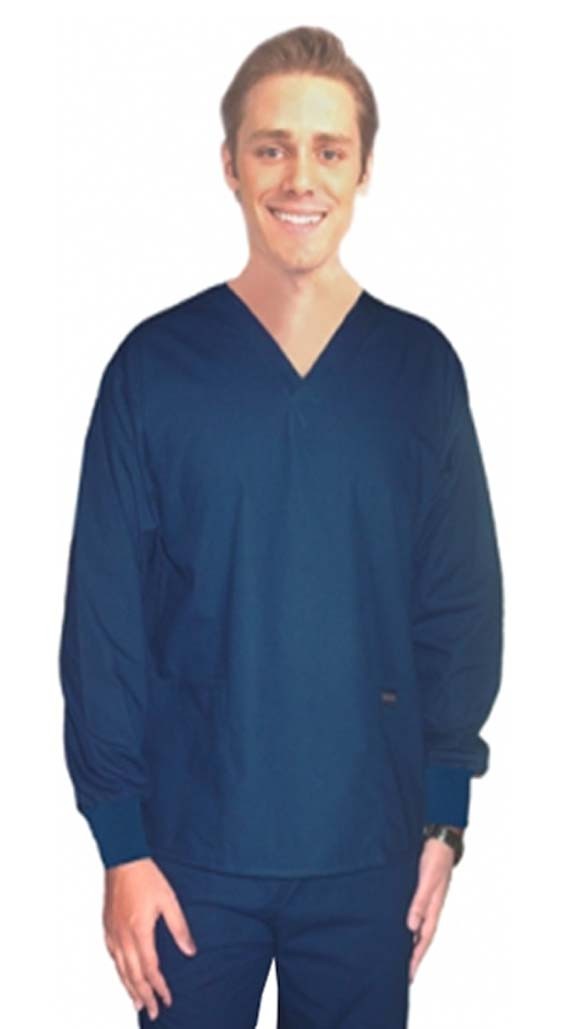 Poplin Scrub set 4 pocket solid full sleeve unisex with rib (2 pocket top and 2 pocket pant) in (65% Polyester, 35% Cotton fabric)