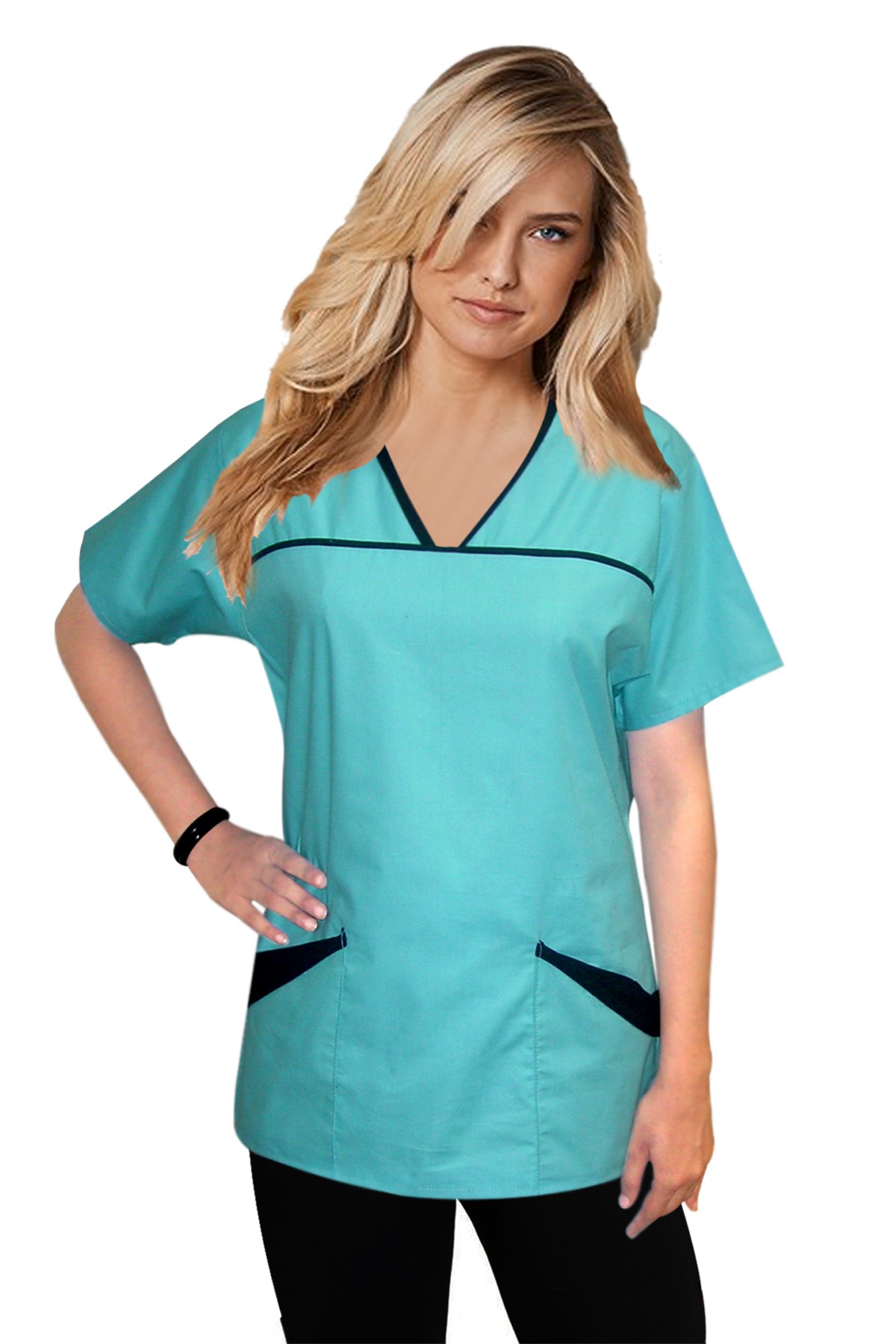 Poplin Princess Seam 4 pocket top half sleeve (65% Polyester, 35% Cotton)