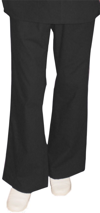 Stretchable Pant 2 side pockets flare leg waistband with drawstring and elastic both ladies in 35% Cotton 60% Polyester 5% Spandex