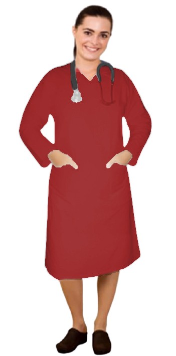 Microfiber Stretch V neck full sleeve nursing dress with zip and 2 front pockets knee length 