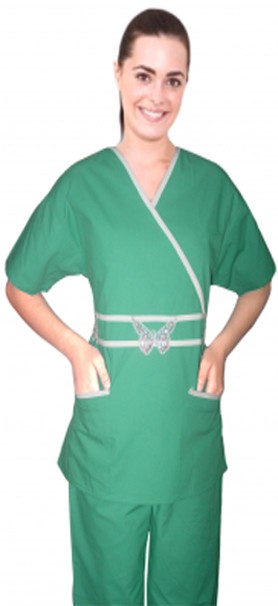 Stylish set silver butter fly set crossover horizontal piping solid 5pkt half sleeve (top 2pkt with bottom 3pkt) in 65% Polyester 35% Cotton