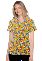 Blooming Flowers Print Scrub Set 4 Pockets Ladies Half Sleeves (2 Pockets Top and 2 Pockets Pant)