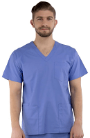 Stretchable Top v neck 3 pocket half sleeve unisex with 1 pencil pocket in 35% Cotton 60% Polyester 5% Spandex