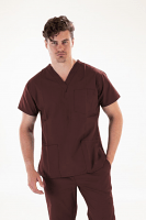 Poplin Scrub set 6 pocket solid unisex half sleeve (3 pocket top 3 pocket pant) in (65% Polyester, 35% Cotton fabric)