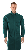 Unisex Poplin Lab Coat, Full Sleeves, Shirt Collar, No Pocket with covered Snap Buttons for Food Processing Industry