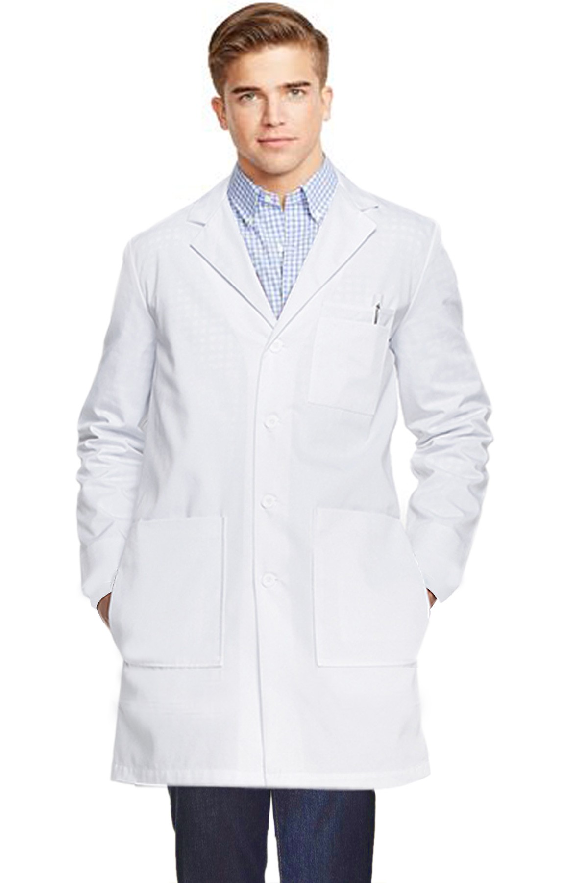 Microfiber Stretch labcoat unisex full sleeve with plastic buttons 3 front pockets with side inside pockets(access to pockets from side)  (97% polyester,3% Spandex)  in 36 38 40 42 lengths