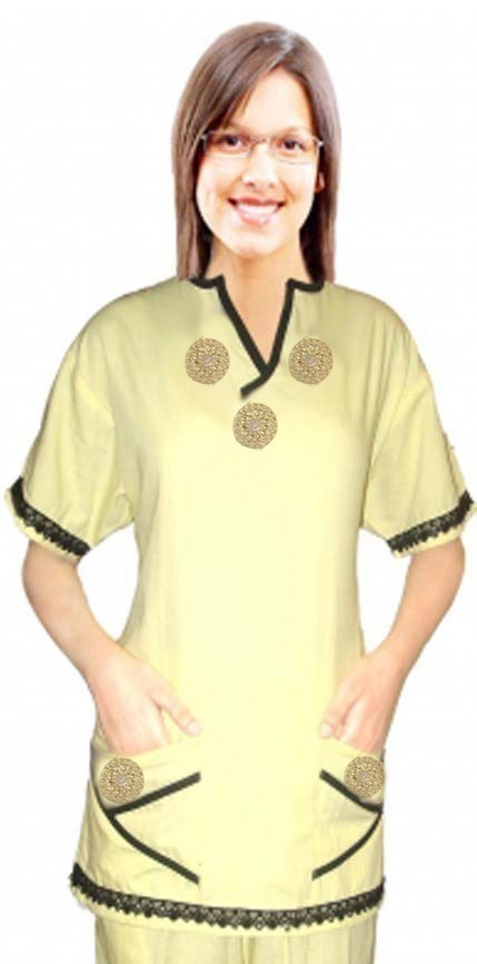 Microfiber Stretch Stylish set new bunch flower yneck style set (top 2 pocket with bottom 3 pocket) in 97% Polyester 3% Spandex