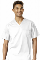 Microfiber Top v neck 1 pocket unisex reversible solid top half sleeve 100% POLYESTER) 