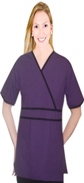 Microfiber Crossover top horizontal piping solid 2 pocket half sleeve (100% Polyester)