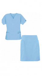 Poplin Scrub skirt set 4 pocket ladies half sleeves (2 pocket top 2 pocket skirt) in (65% Polyester, 35% Cotton fabric)
