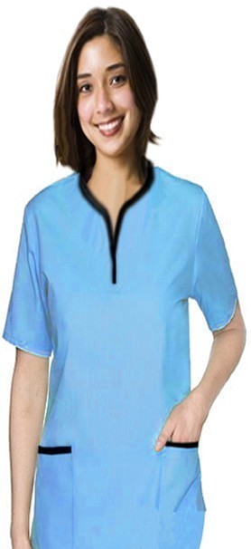 Stretchable Set 5 pocket ladies half sleeve tunic style solid (top 2 pocket with bottom 3 pocket) in 35% Cotton 60% Polyester 5% Spandex