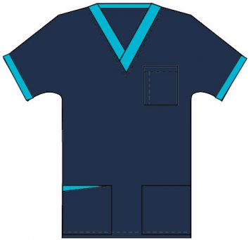 Stretchable Top v neck 3 pocket half sleeve unisex with 1 pencil pocket at front pocket contrast at pocket style in 35% Cotton 60% Polyester 5% Spandex