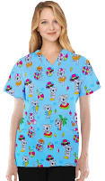 Teddy Bear Print Scrub Set 4 Pockets Ladies Half Sleeves (2 Pockets Top and 2 Pockets Pant)